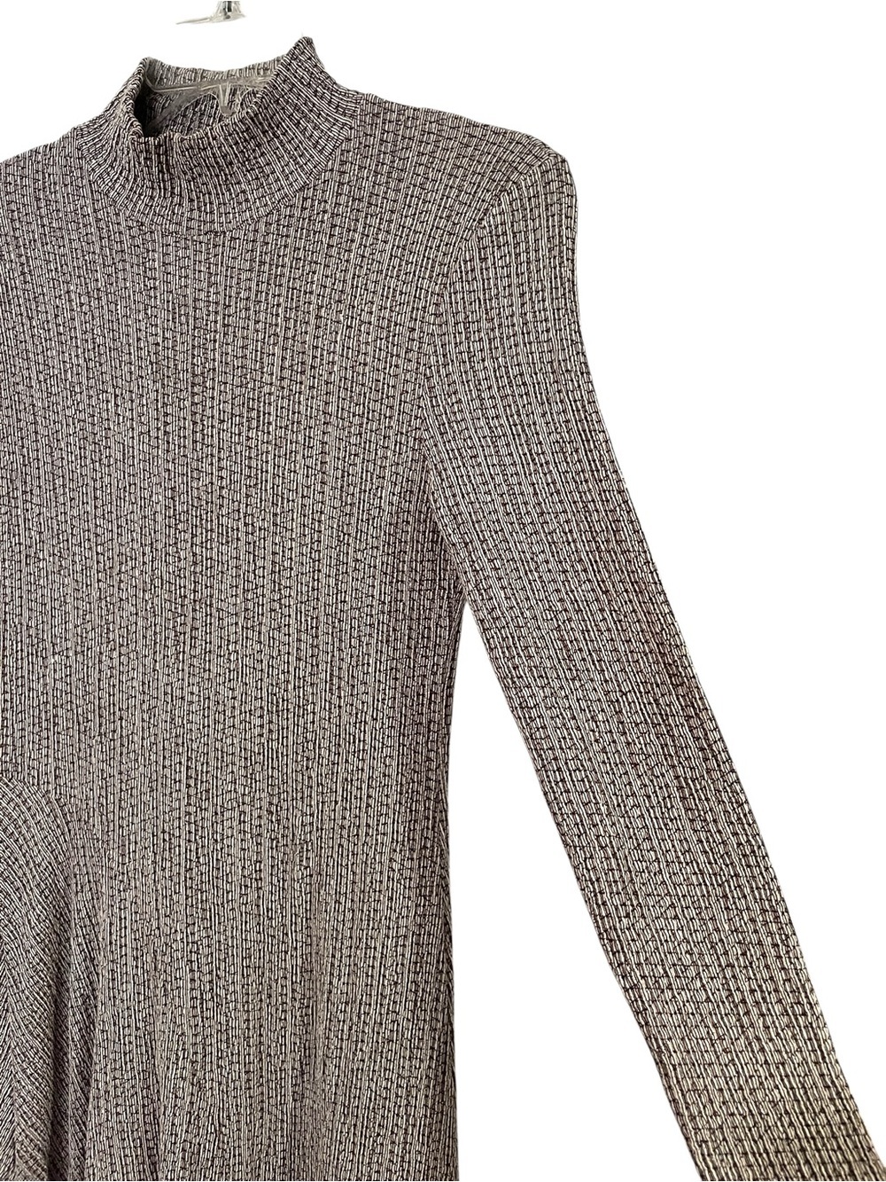 ZARA Asymmetrical Long Sleeve Ribbed Maxi Dress brown Mocha Ecru Sz M - Picture 3 of 11
